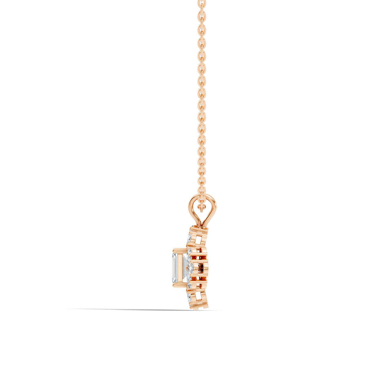 1.00 Ct. Emerald-Cut Diamond Floral Halo Pendant Necklace (GJSPD-64) 3