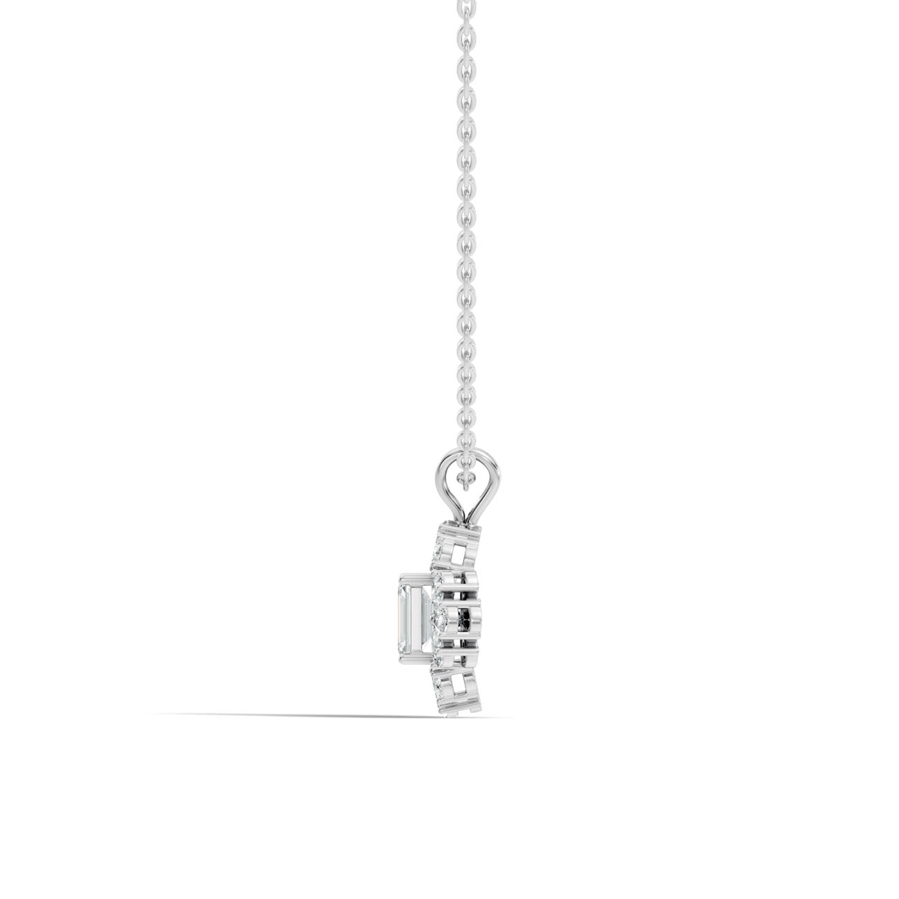 1.00 Ct. Emerald-Cut Diamond Floral Halo Pendant Necklace (GJSPD-64) 6