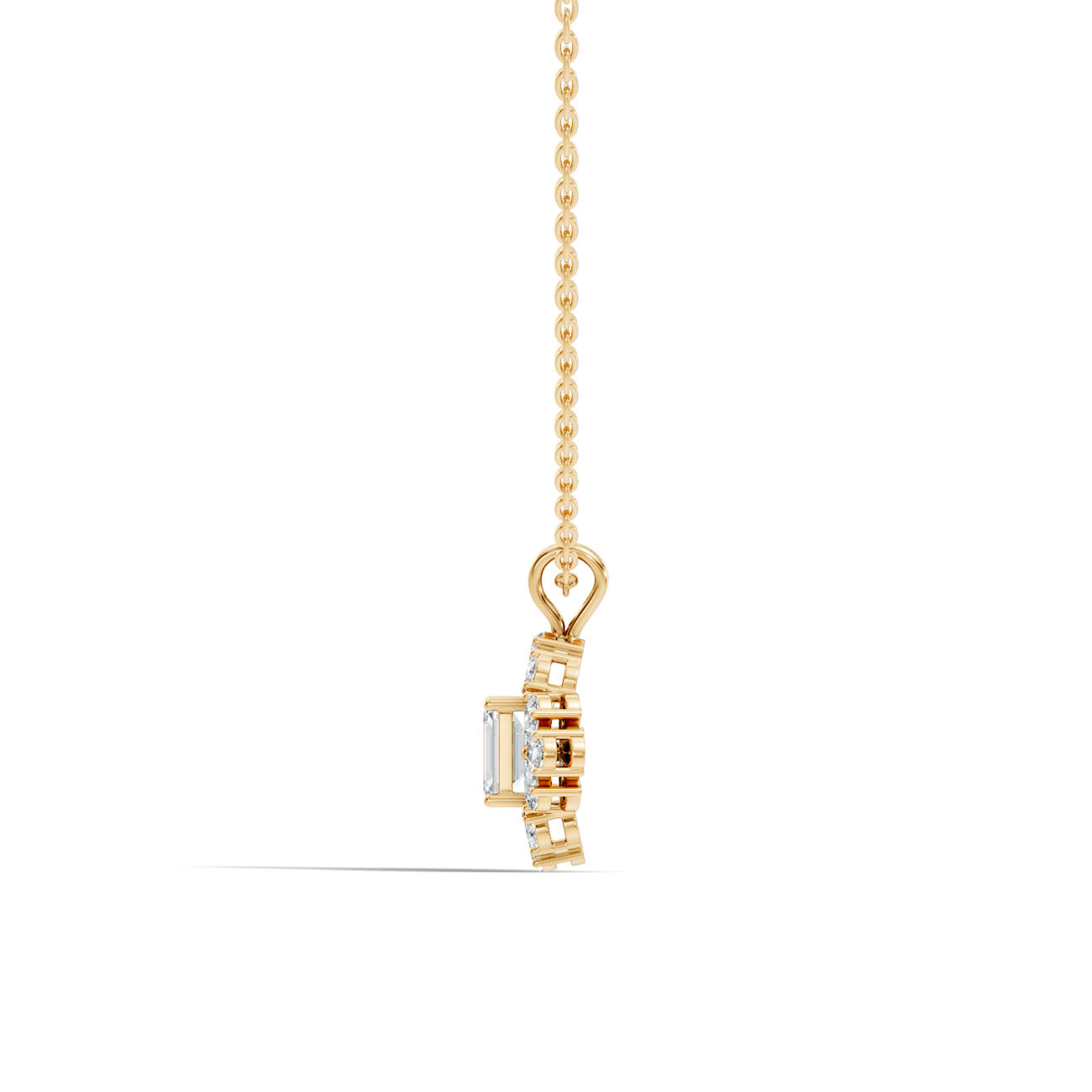 1.00 Ct. Emerald-Cut Diamond Floral Halo Pendant Necklace (GJSPD-64) 9