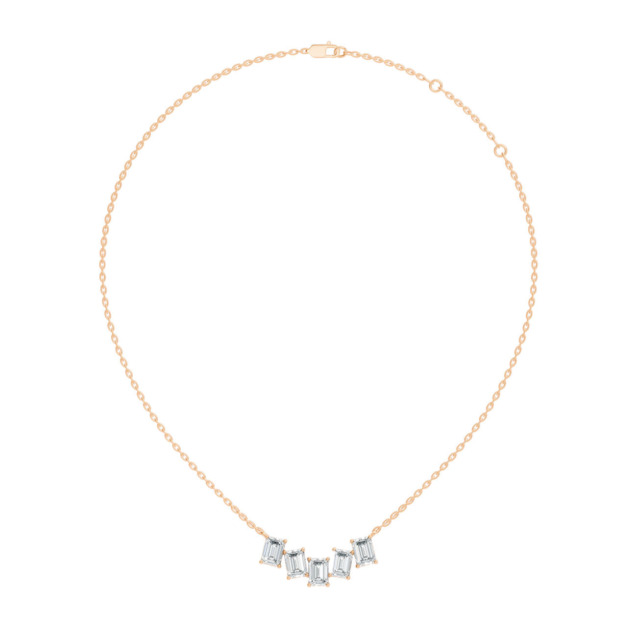 2.40 Ct. Five-Stone Emerald-Cut Diamond Bar Pendant Necklace (GJSPD-66)