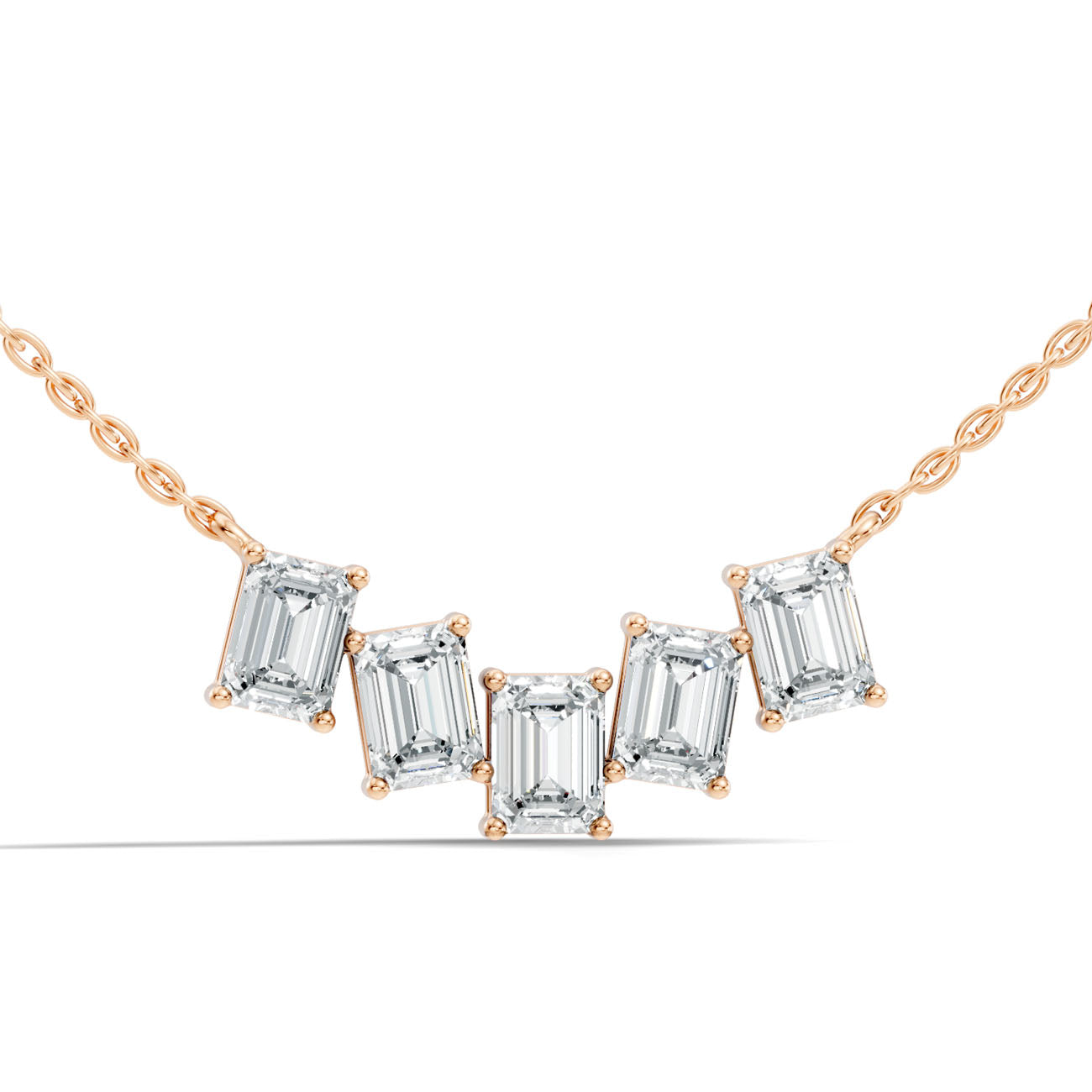 2.40 Ct. Five-Stone Emerald-Cut Diamond Bar Pendant Necklace (GJSPD-66) 4