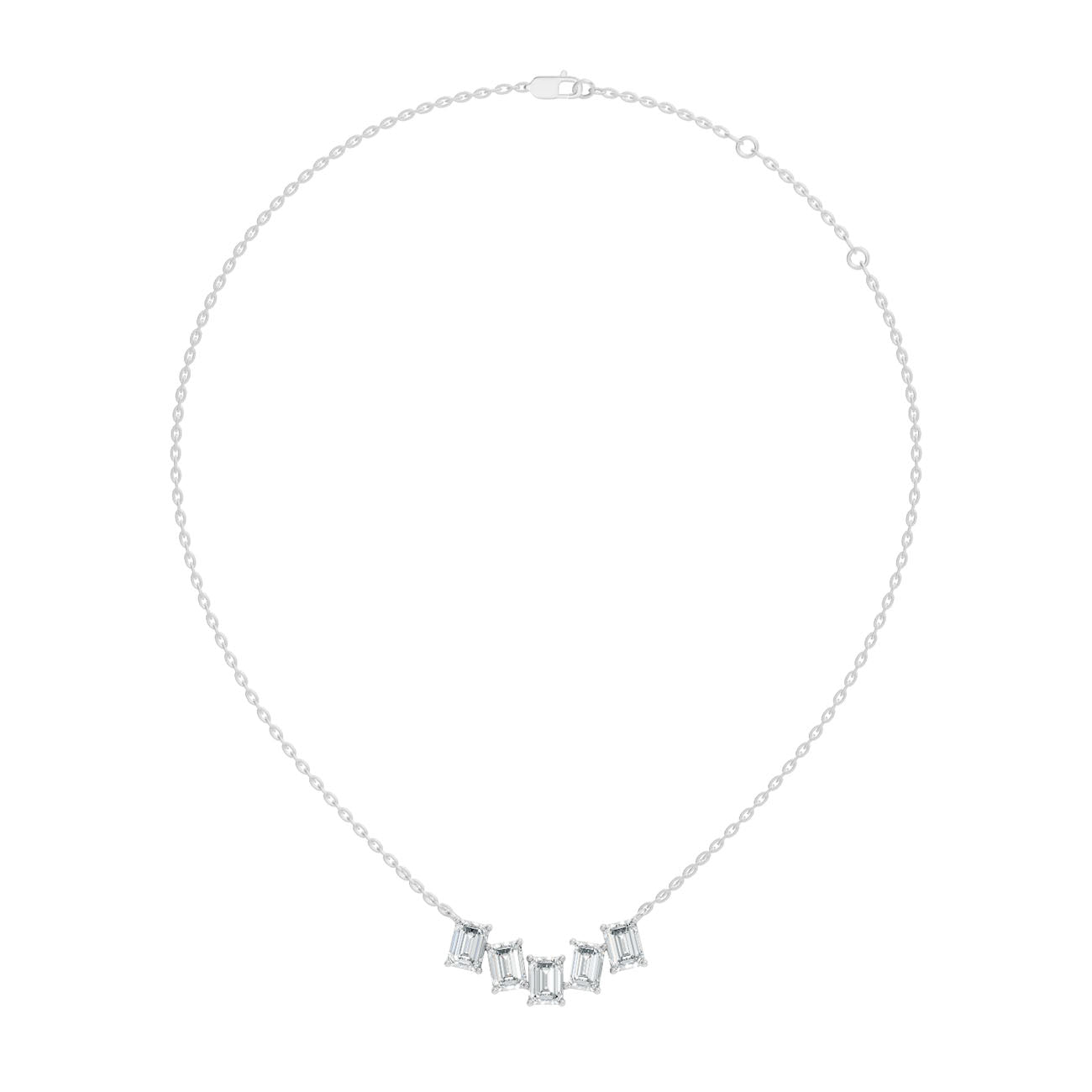 2.40 Ct. Five-Stone Emerald-Cut Diamond Bar Pendant Necklace (GJSPD-66) 5