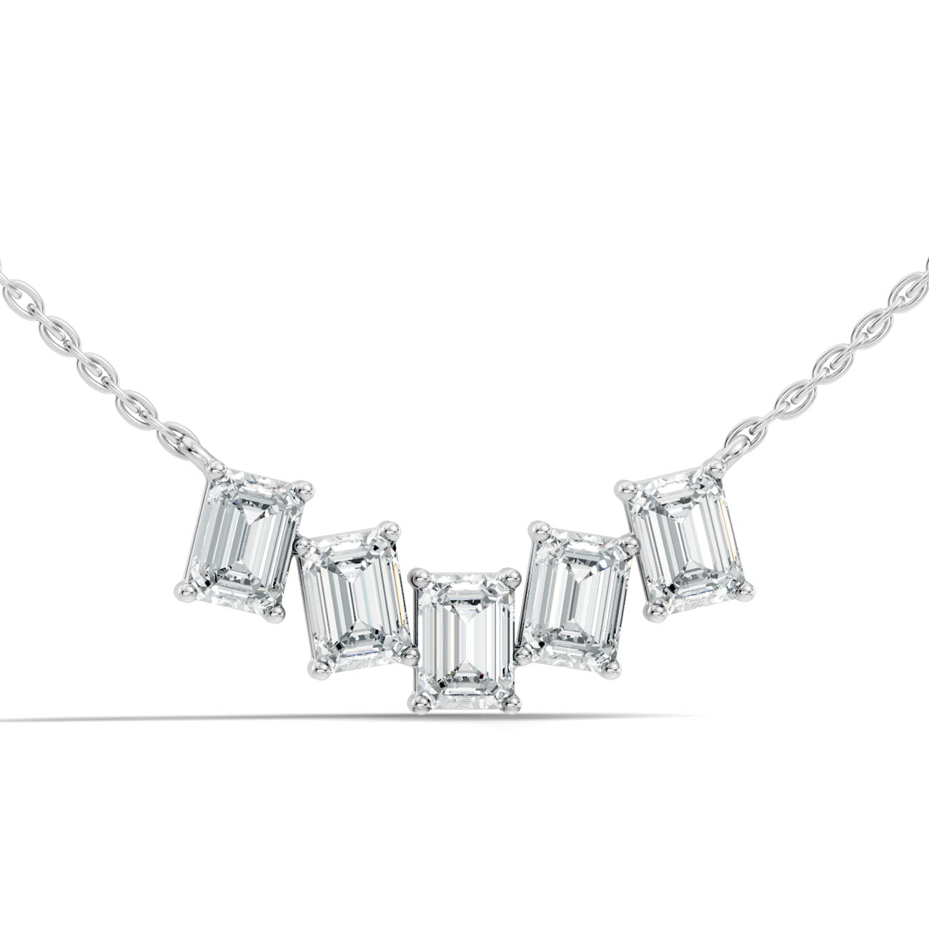 2.40 Ct. Five-Stone Emerald-Cut Diamond Bar Pendant Necklace (GJSPD-66)