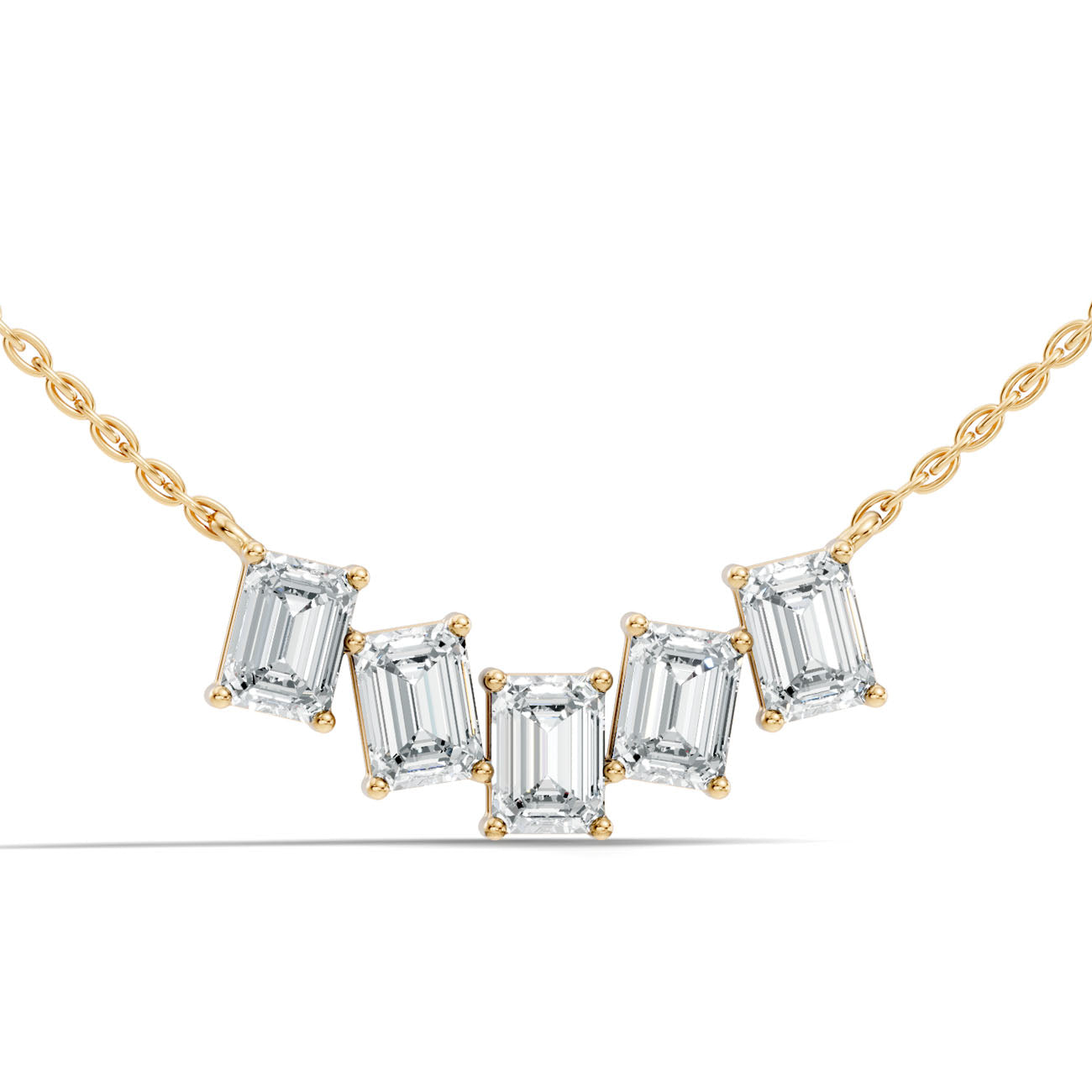 2.40 Ct. Five-Stone Emerald-Cut Diamond Bar Pendant Necklace (GJSPD-66) 8