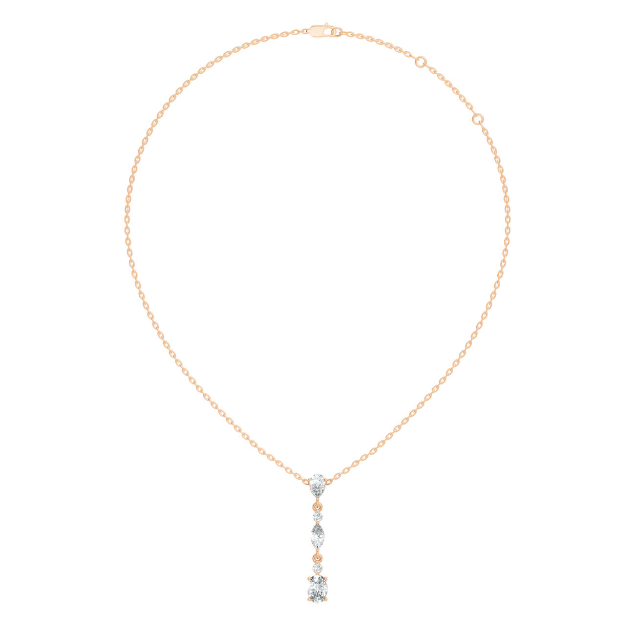 1.00 Ct. Mixed-Shape Diamond Drop Pendant Necklace (GJSPD-69)