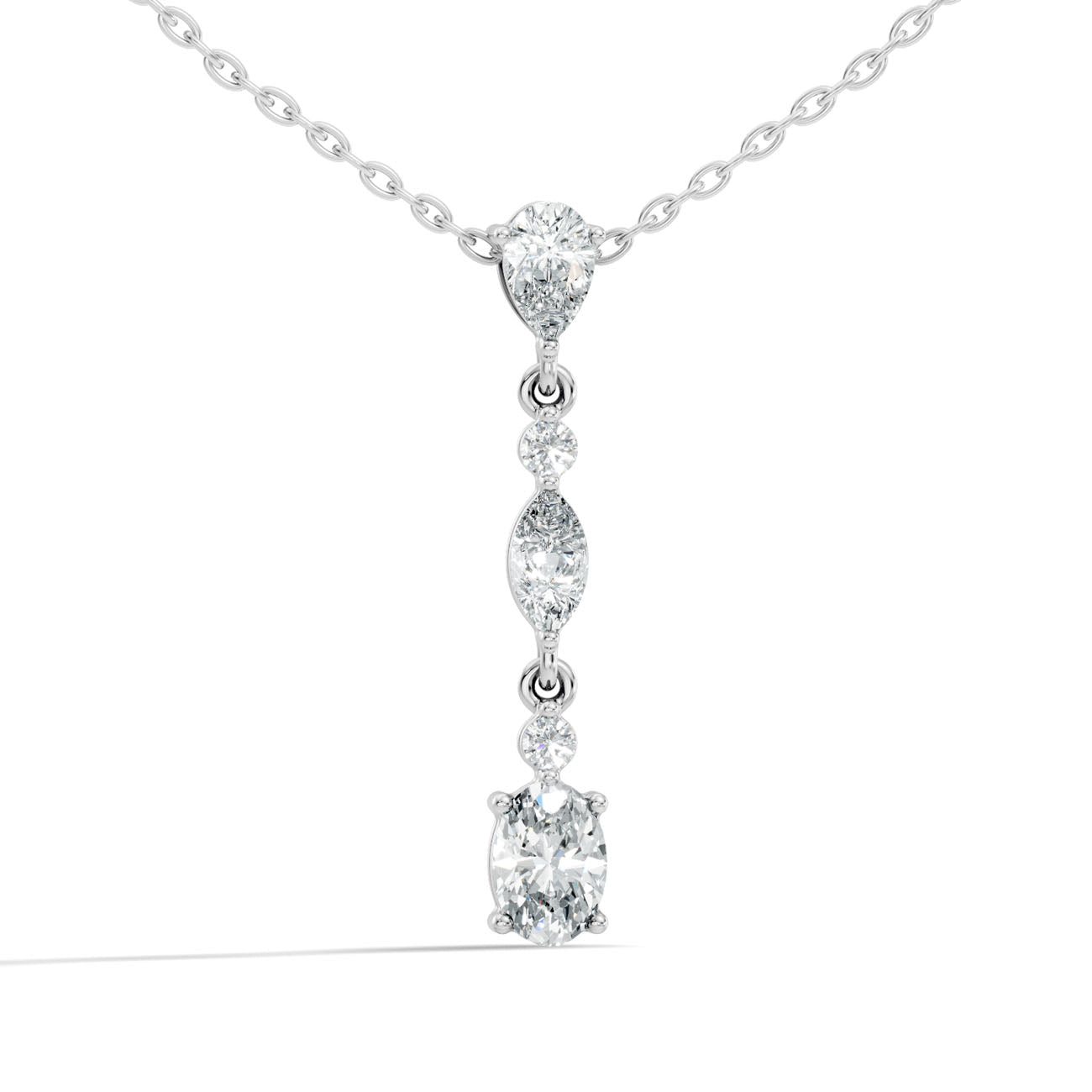 1.00 Ct. Mixed-Shape Diamond Drop Pendant Necklace (GJSPD-69)