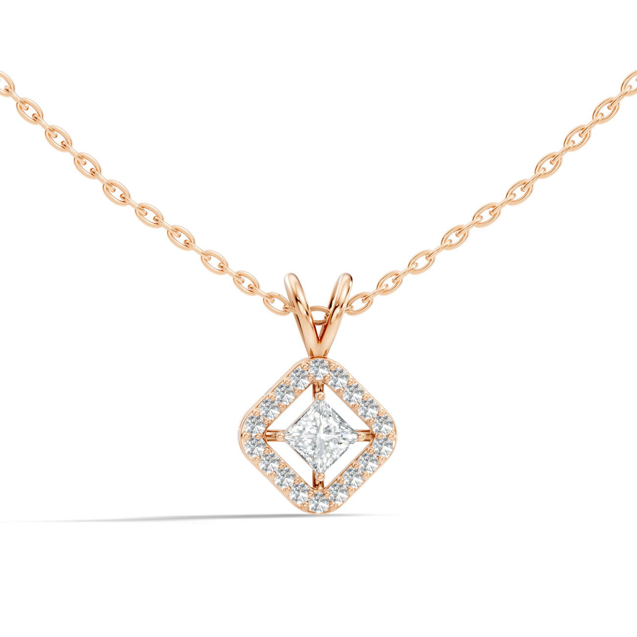 .45 Ct. Princess-Cut Diamond Halo Pendant Necklace (GJSPD-70) 7