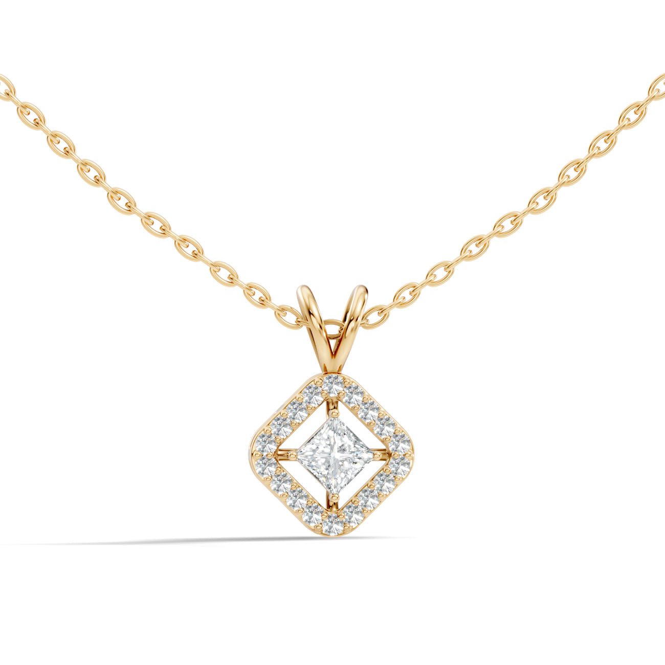 .45 Ct. Princess-Cut Diamond Halo Pendant Necklace (GJSPD-70)