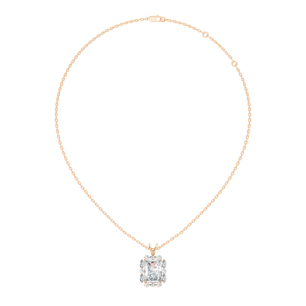 4.65 Ct. Radiant-Cut Diamond Halo Pendant Necklace (GJSPD-71)