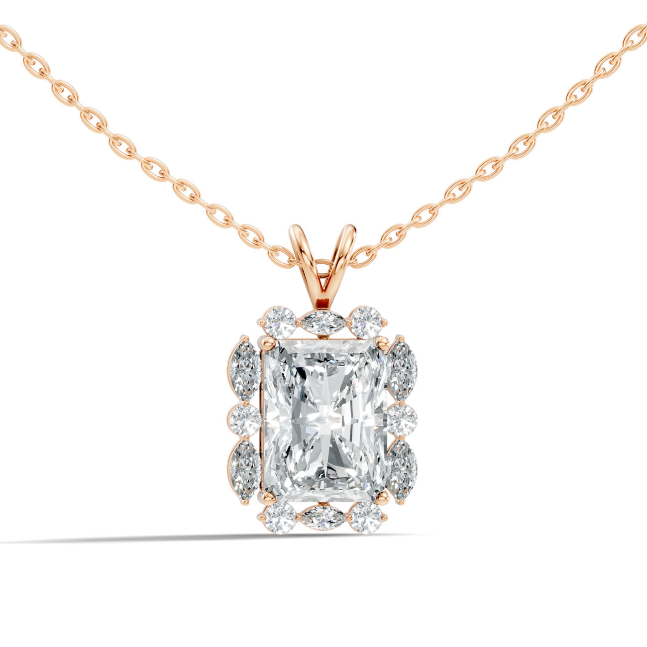 4.65 Ct. Radiant-Cut Diamond Halo Pendant Necklace (GJSPD-71) 8