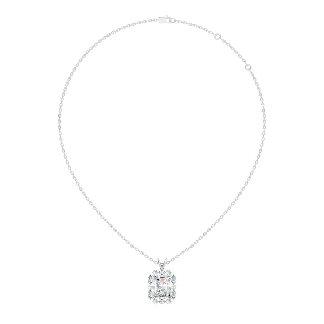 4.65 Ct. Radiant-Cut Diamond Halo Pendant Necklace (GJSPD-71) 7