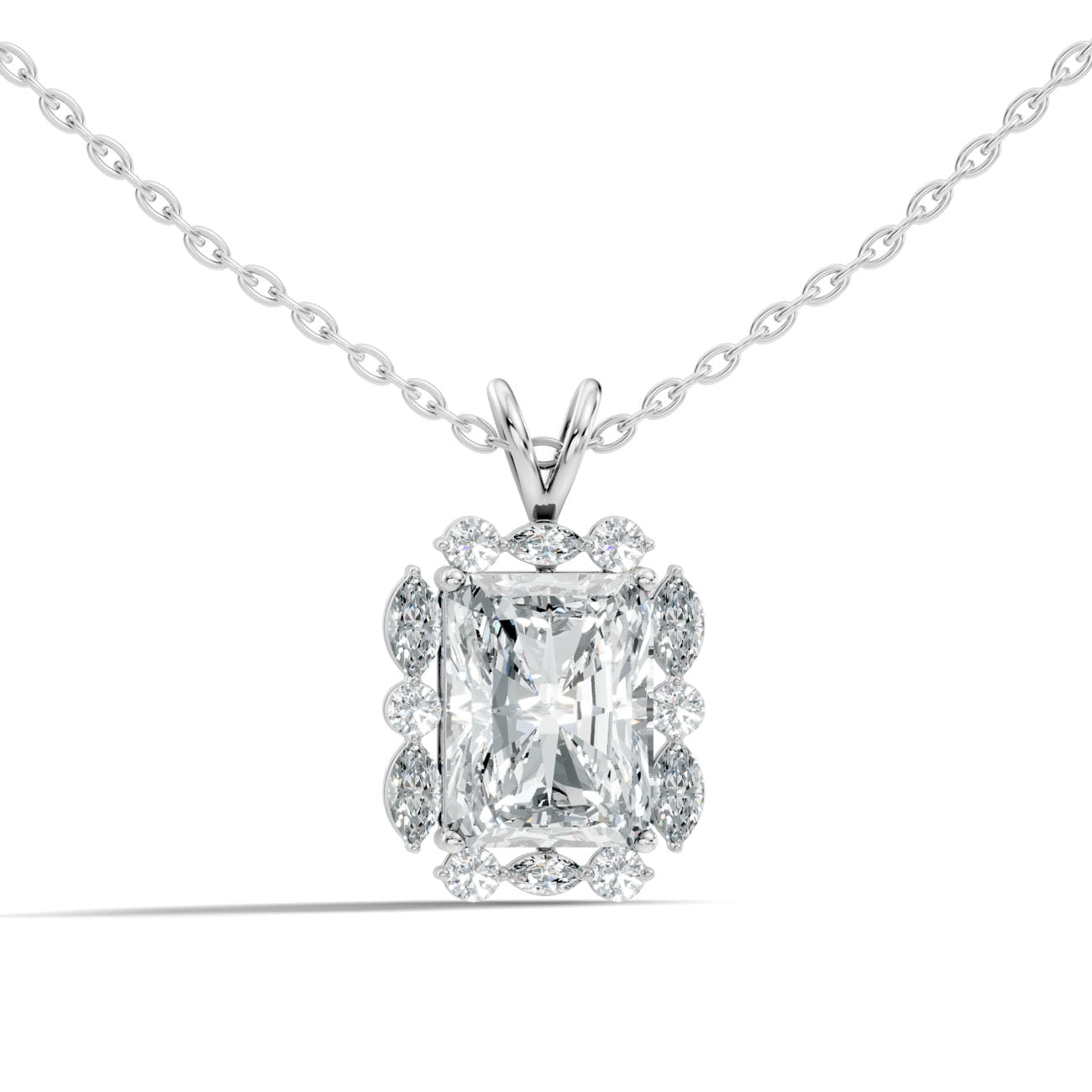 4.65 Ct. Radiant-Cut Diamond Halo Pendant Necklace (GJSPD-71)