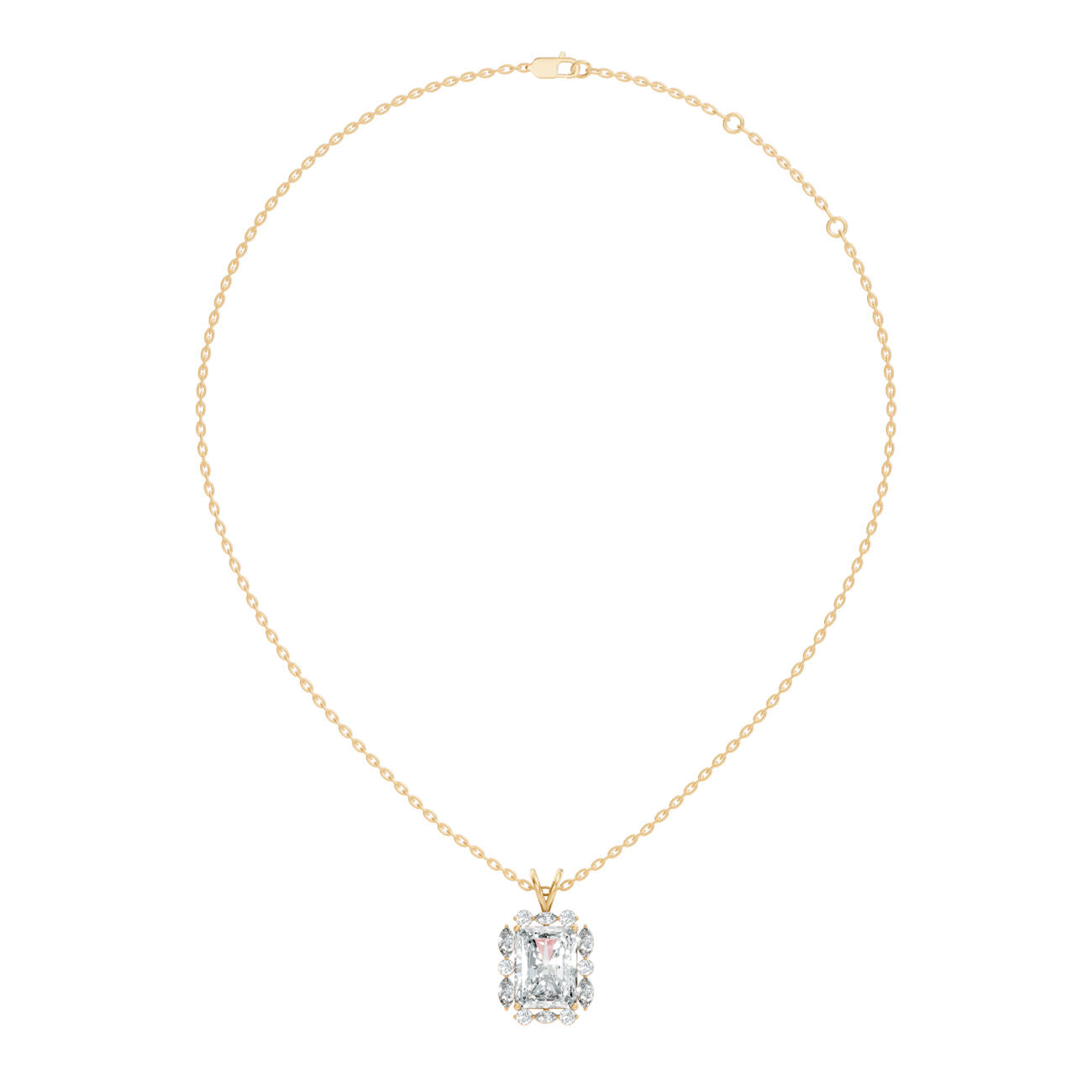 4.65 Ct. Radiant-Cut Diamond Halo Pendant Necklace (GJSPD-71) 4