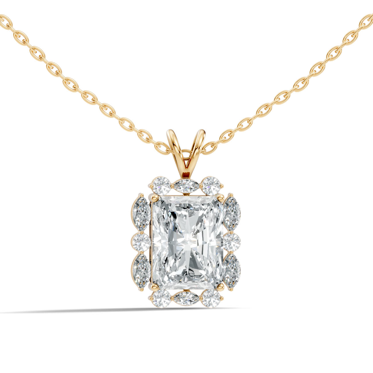 4.65 Ct. Radiant-Cut Diamond Halo Pendant Necklace (GJSPD-71) 5