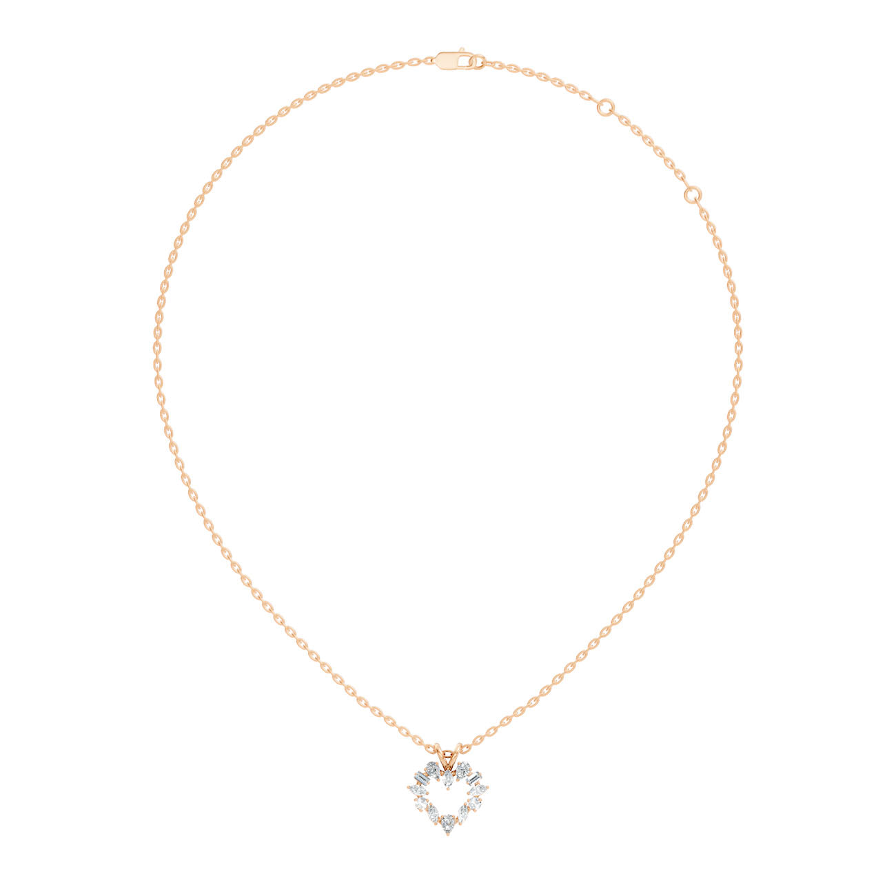 .38 Ct. Mixed-Shape Diamond Open Heart Pendant Necklace (GJSPD-75)