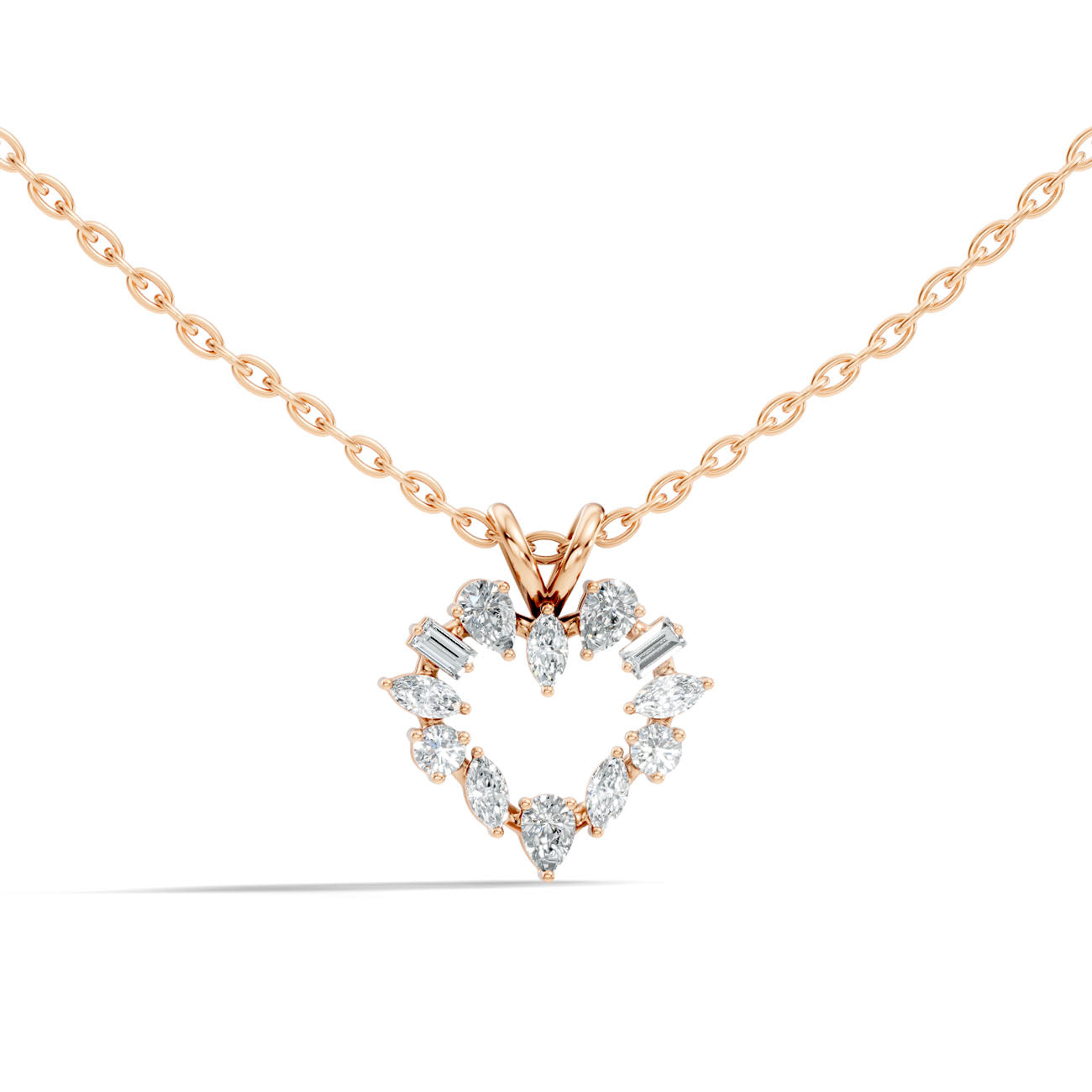 .38 Ct. Mixed-Shape Diamond Open Heart Pendant Necklace (GJSPD-75) 8
