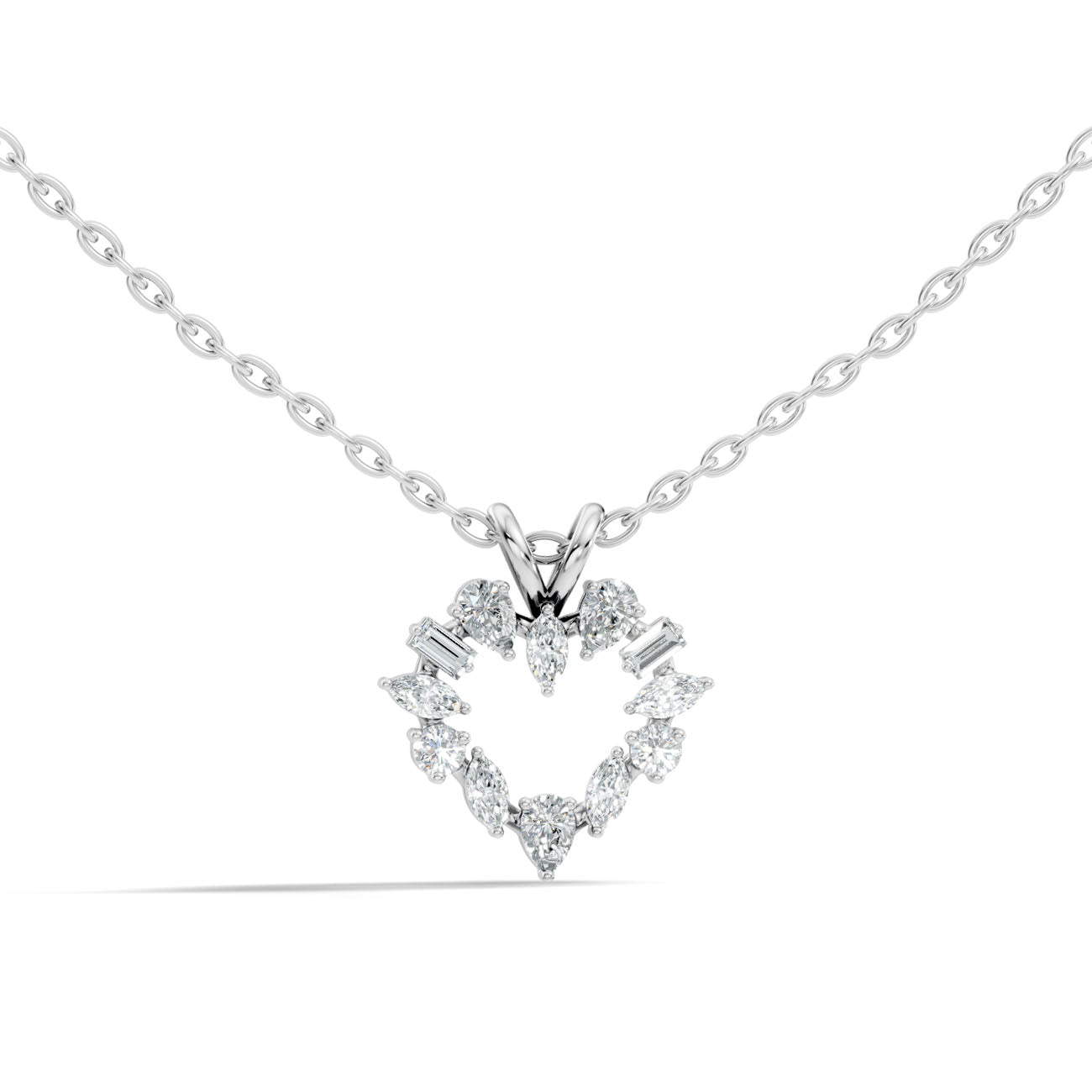 .38 Ct. Mixed-Shape Diamond Open Heart Pendant Necklace (GJSPD-75)