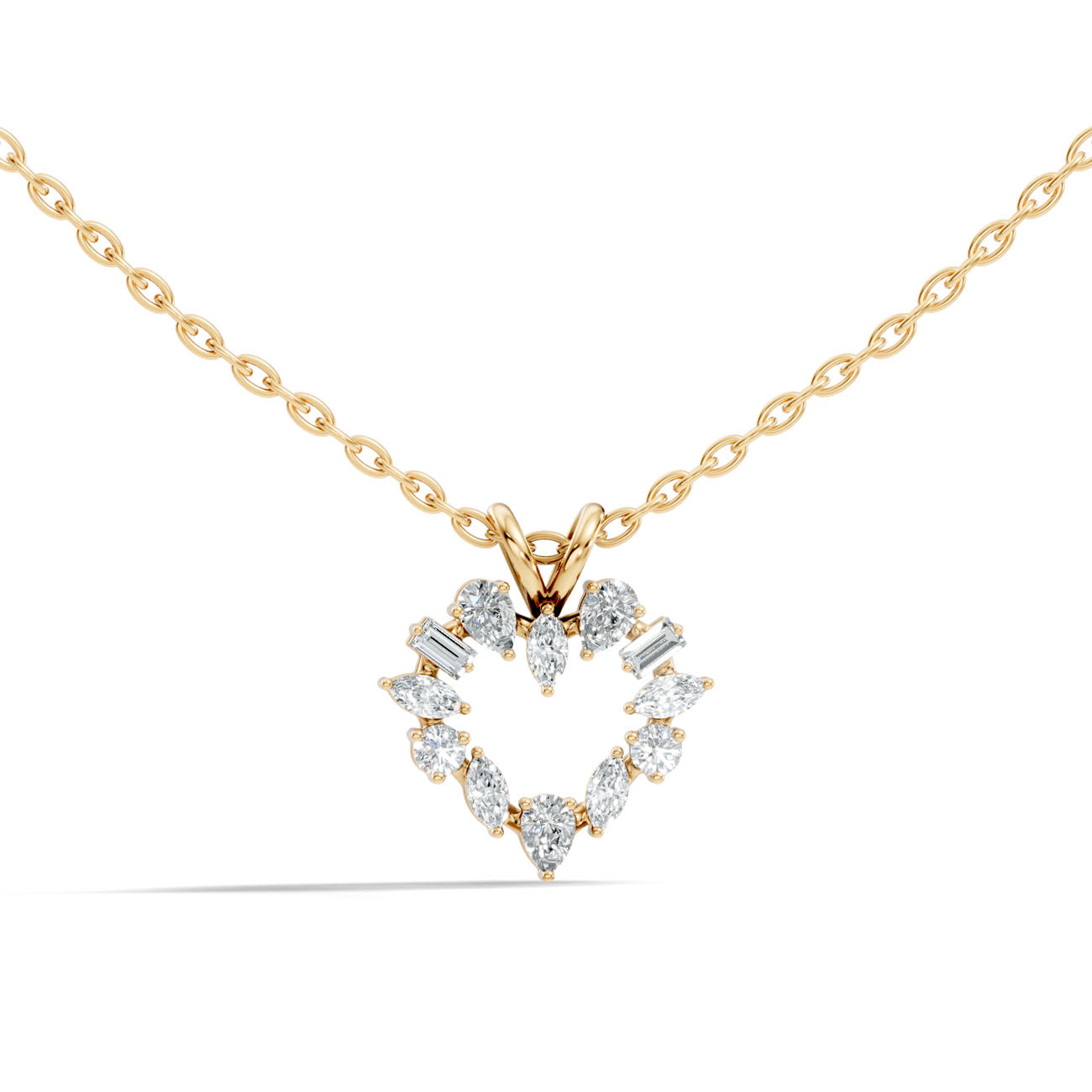 .38 Ct. Mixed-Shape Diamond Open Heart Pendant Necklace (GJSPD-75) 6