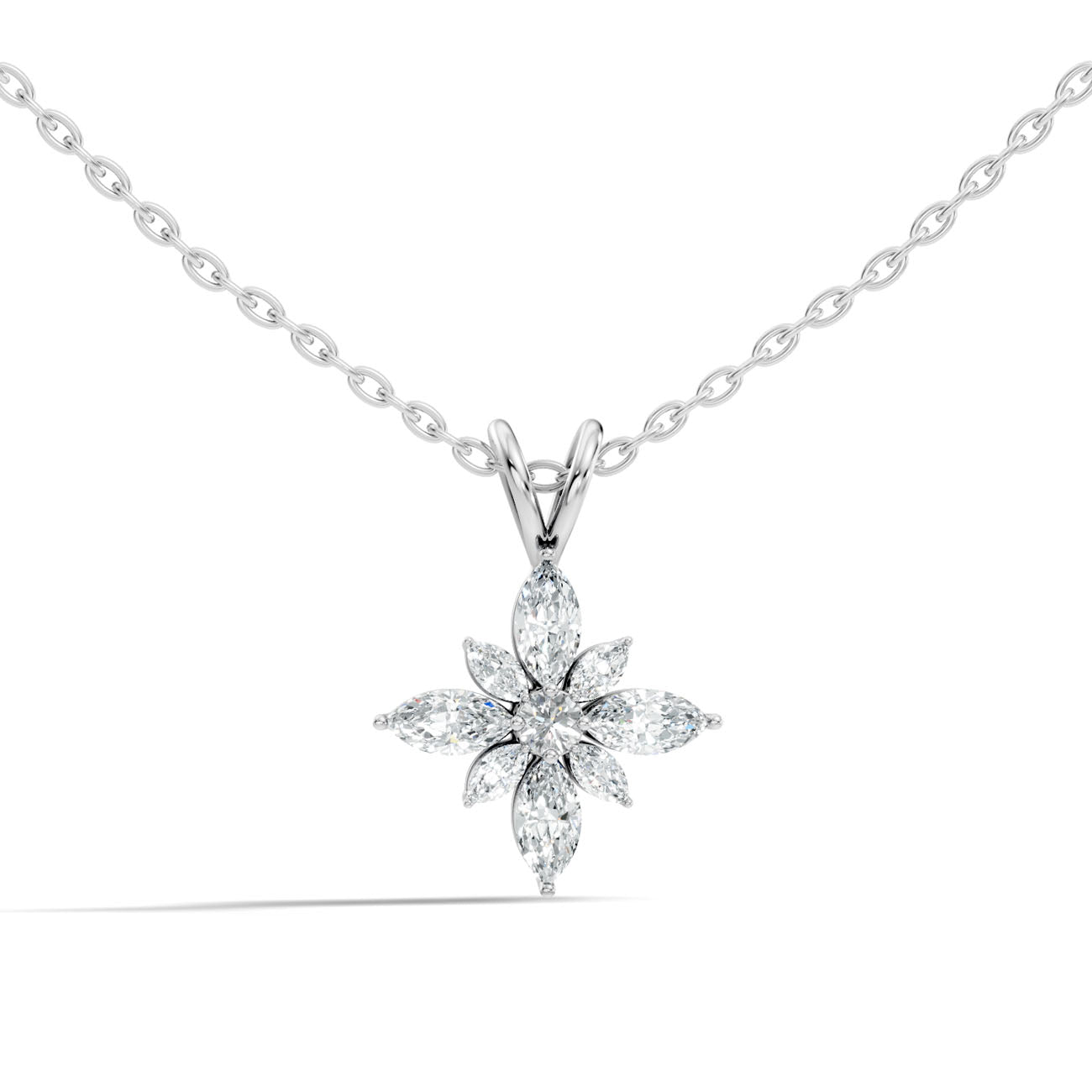 .57 Ct. Marquise Diamond Floral Cluster Pendant Necklace (GJSPD-80)