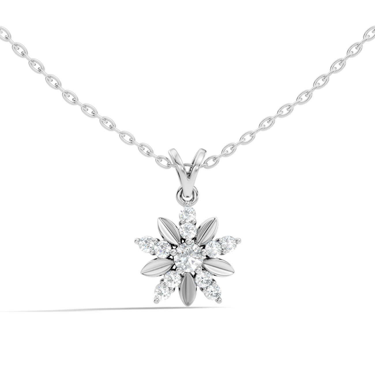 .35 Ct. Diamond Floral Starburst Pendant Necklace (GJSPD-81)