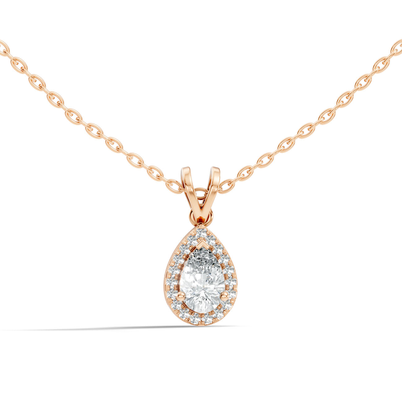 .56 Ct. Pear-Shaped Diamond Halo Pendant Necklace (GJSPD-97)