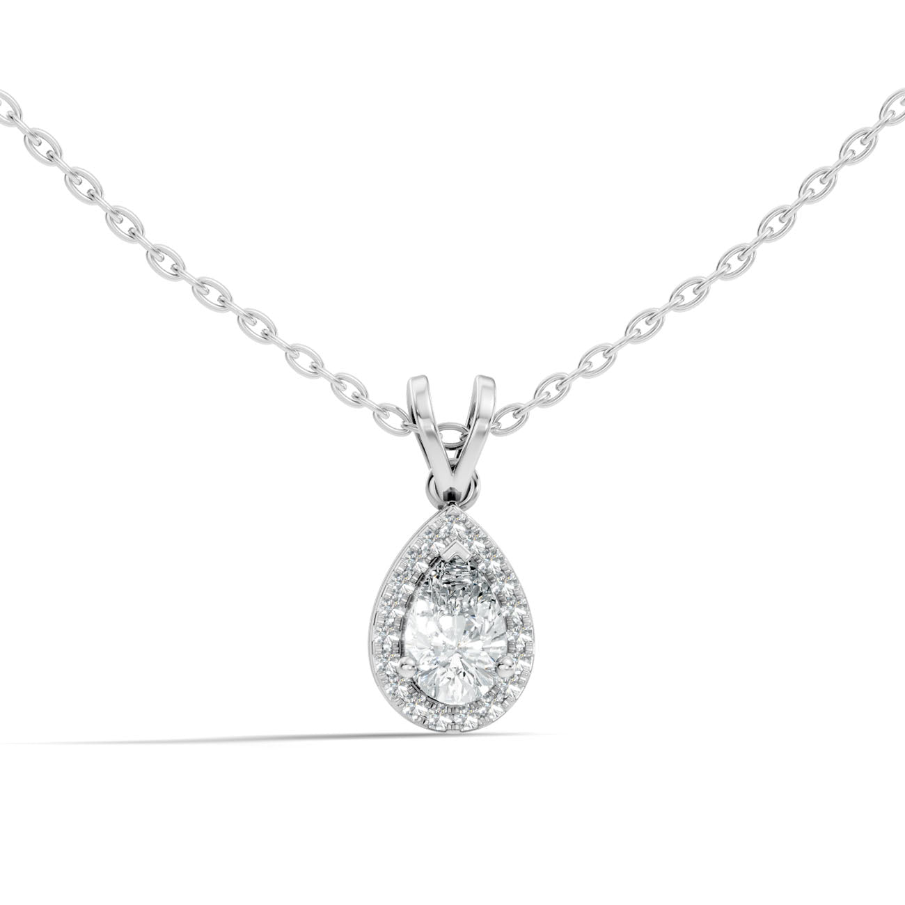 .56 Ct. Pear-Shaped Diamond Halo Pendant Necklace (GJSPD-97)