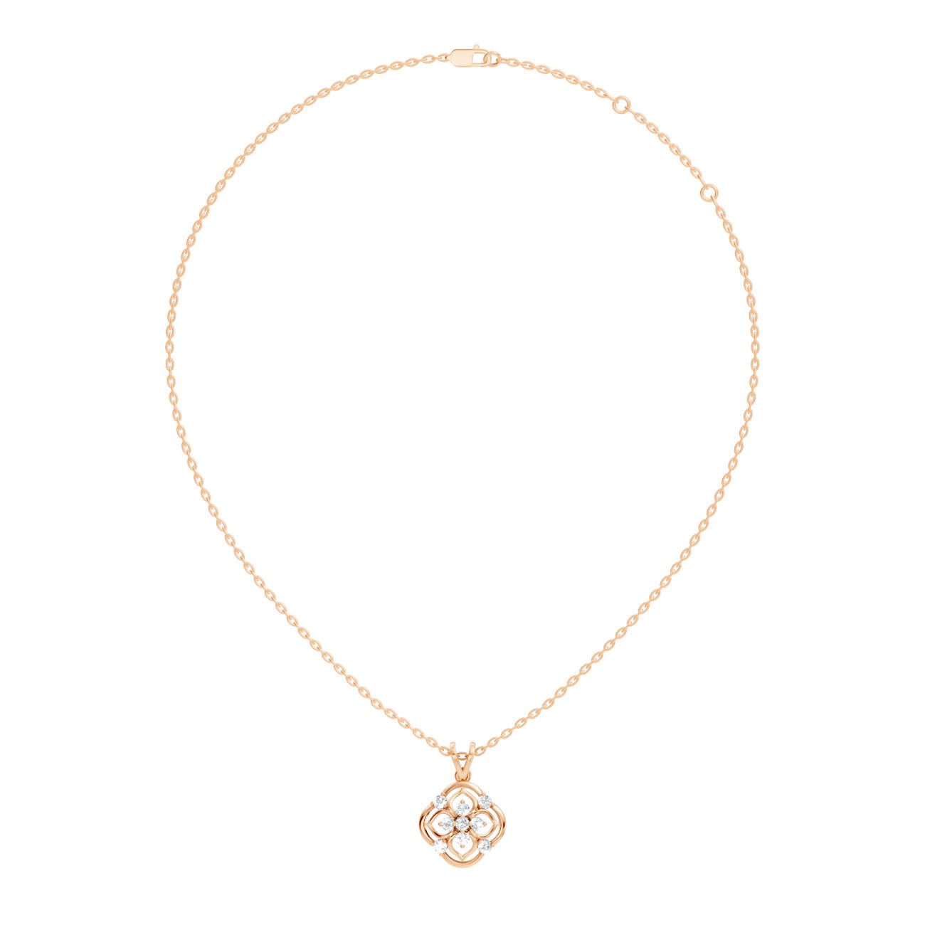 .32 Ct. Diamond Quatrefoil Floral Pendant Necklace (GJSPD-98)