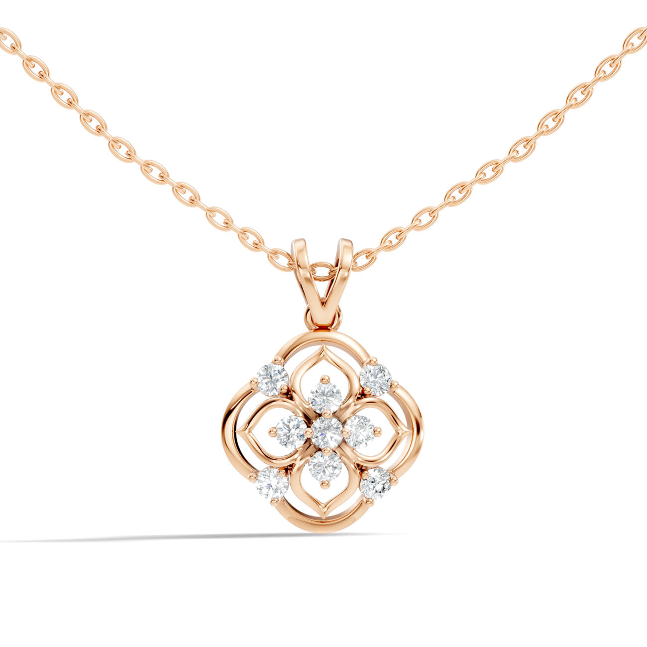 .32 Ct. Diamond Quatrefoil Floral Pendant Necklace (GJSPD-98) 4
