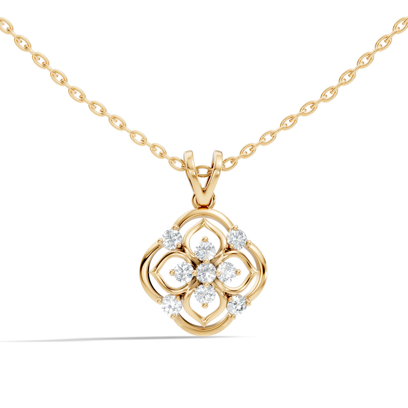 .32 Ct. Diamond Quatrefoil Floral Pendant Necklace (GJSPD-98) 8