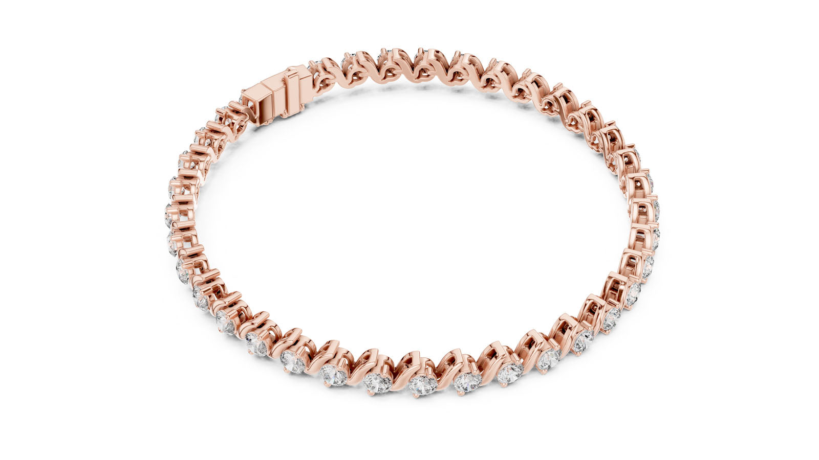 3.60 Ct. Twist Link Round Diamond Bracelet (GLBR-0003) 10