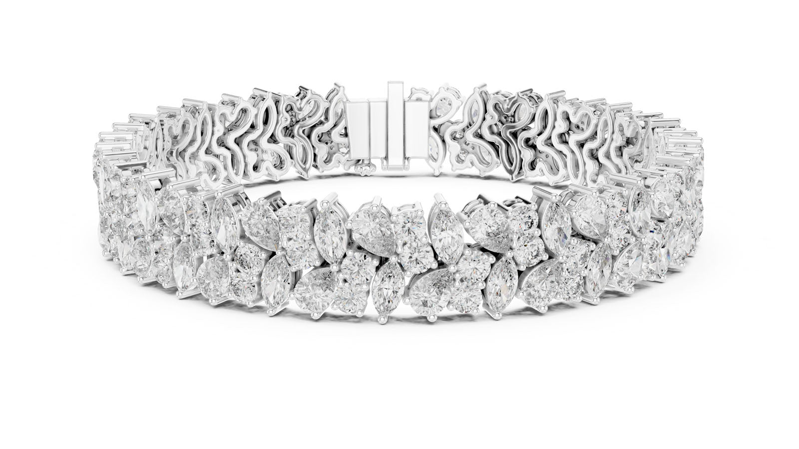 13.50 Ct. Multi-Shape Diamond Cluster Bracelet (GLBR-0004)