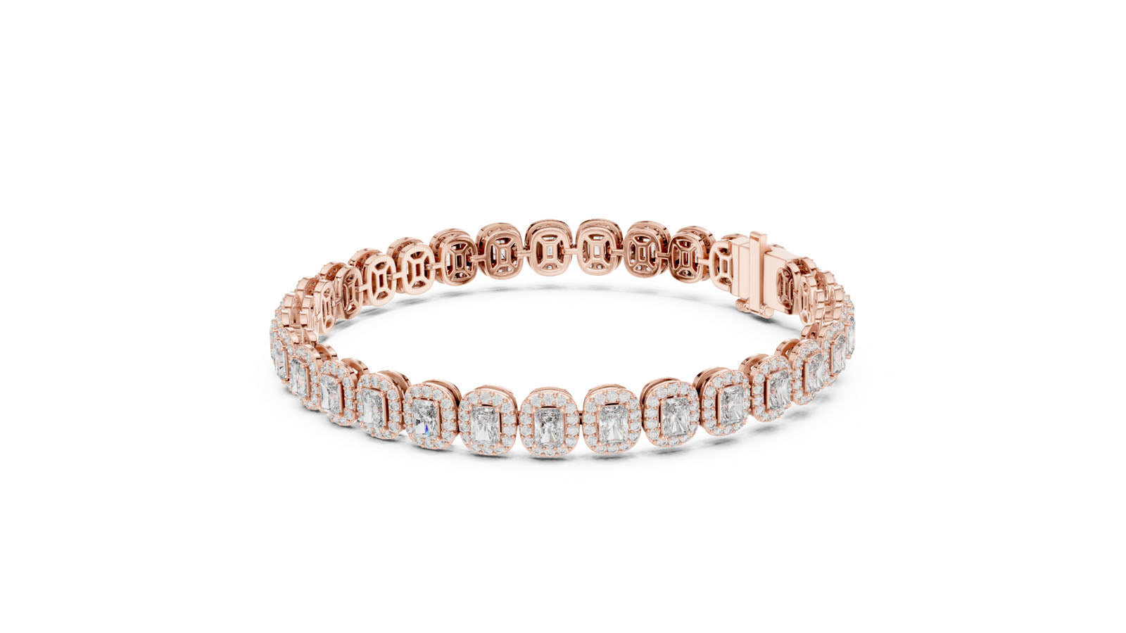 7.04 Ct. Radiant Cut Diamond Halo Bracelet (GLBR-0006) 3
