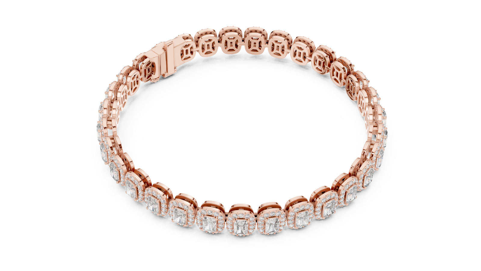 7.04 Ct. Radiant Cut Diamond Halo Bracelet (GLBR-0006) 4