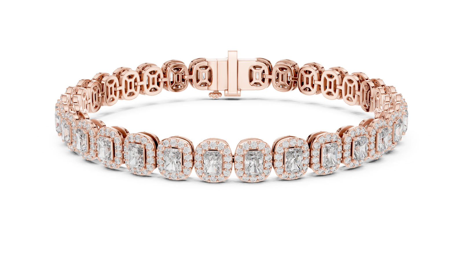 7.04 Ct. Radiant Cut Diamond Halo Bracelet (GLBR-0006) 6