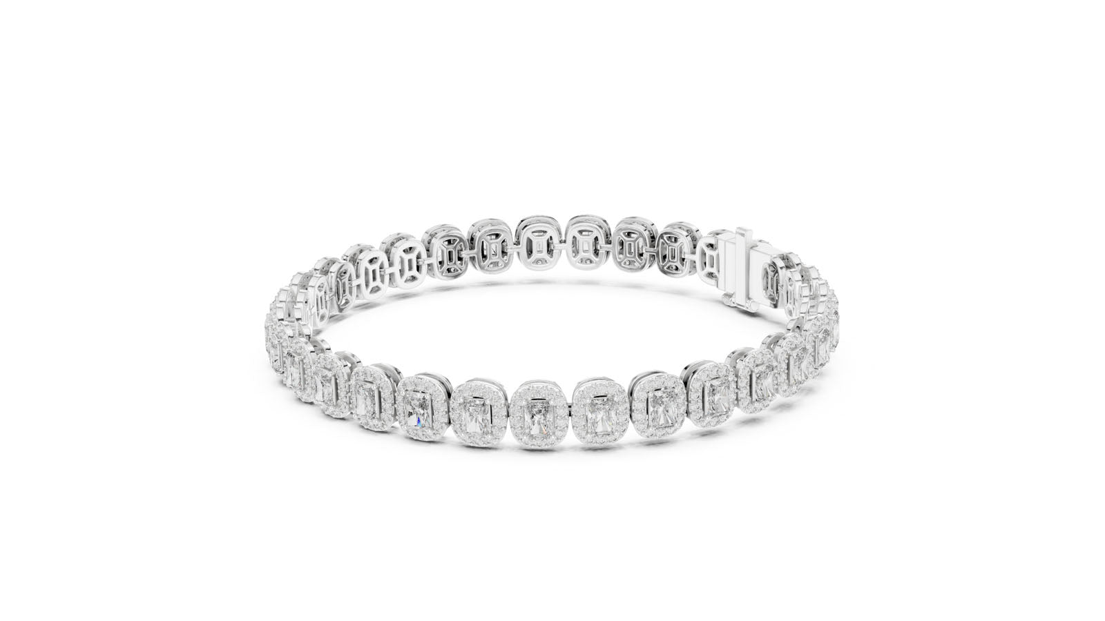 7.04 Ct. Radiant Cut Diamond Halo Bracelet (GLBR-0006) 7