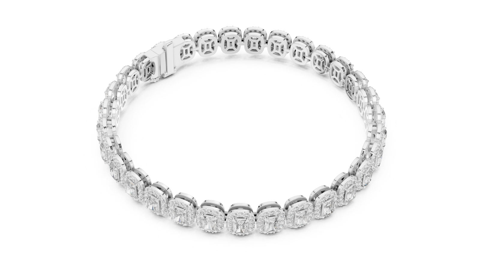 7.04 Ct. Radiant Cut Diamond Halo Bracelet (GLBR-0006) 8