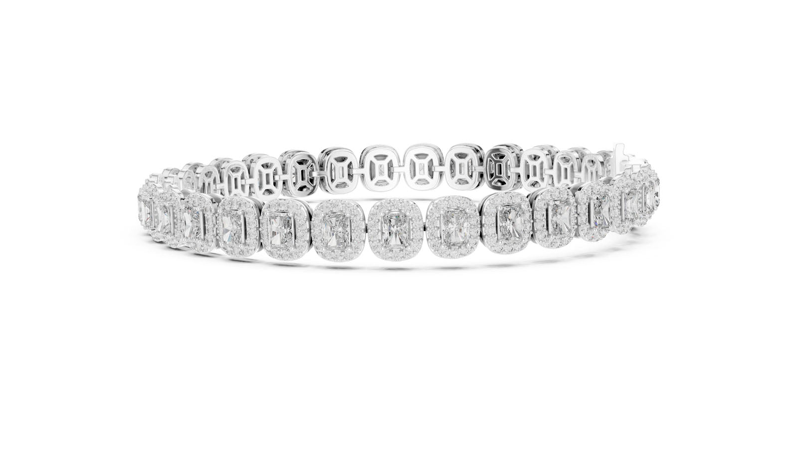 7.04 Ct. Radiant Cut Diamond Halo Bracelet (GLBR-0006) 9