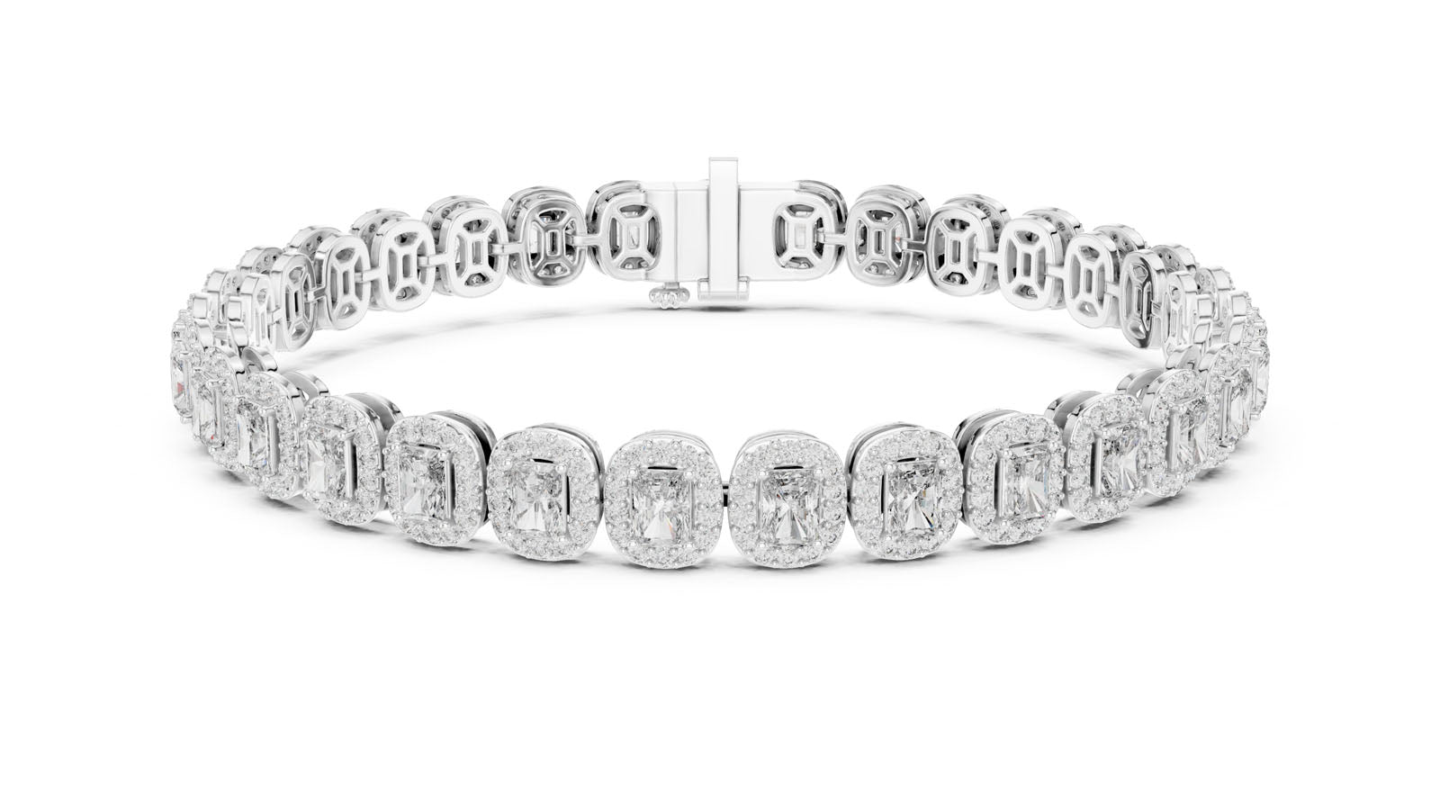 7.04 Ct. Radiant Cut Diamond Halo Bracelet (GLBR-0006)