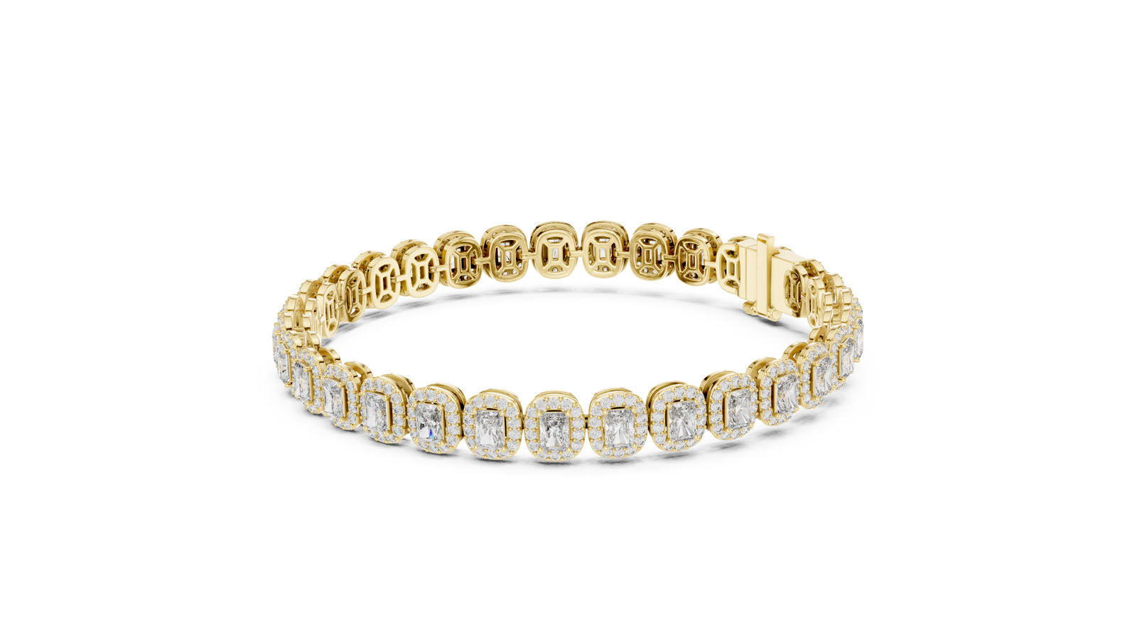 7.04 Ct. Radiant Cut Diamond Halo Bracelet (GLBR-0006) 10