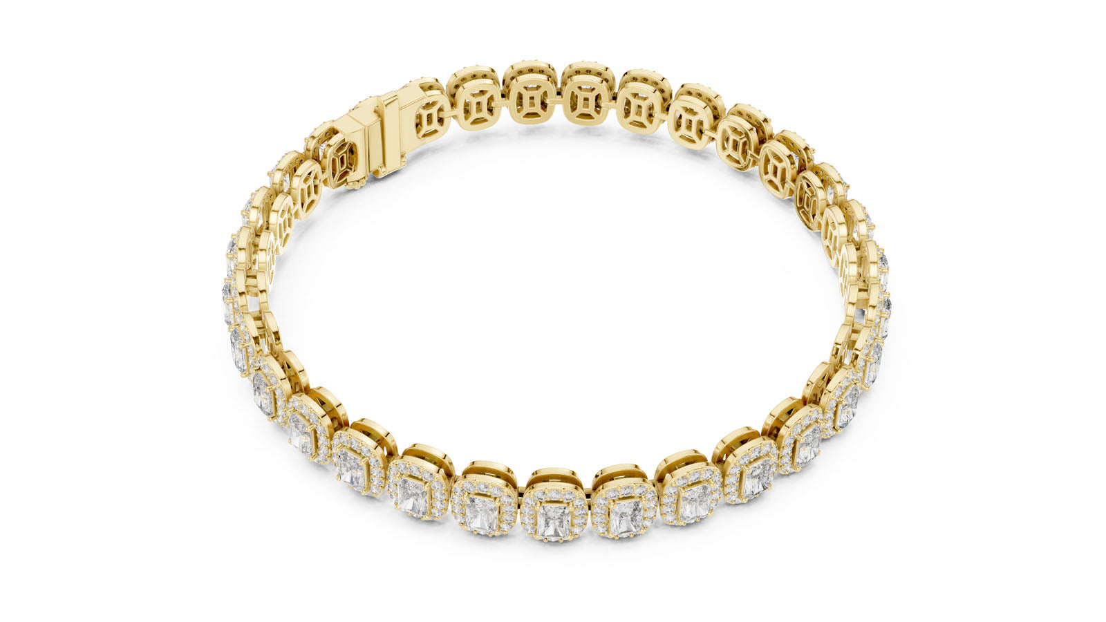 7.04 Ct. Radiant Cut Diamond Halo Bracelet (GLBR-0006)