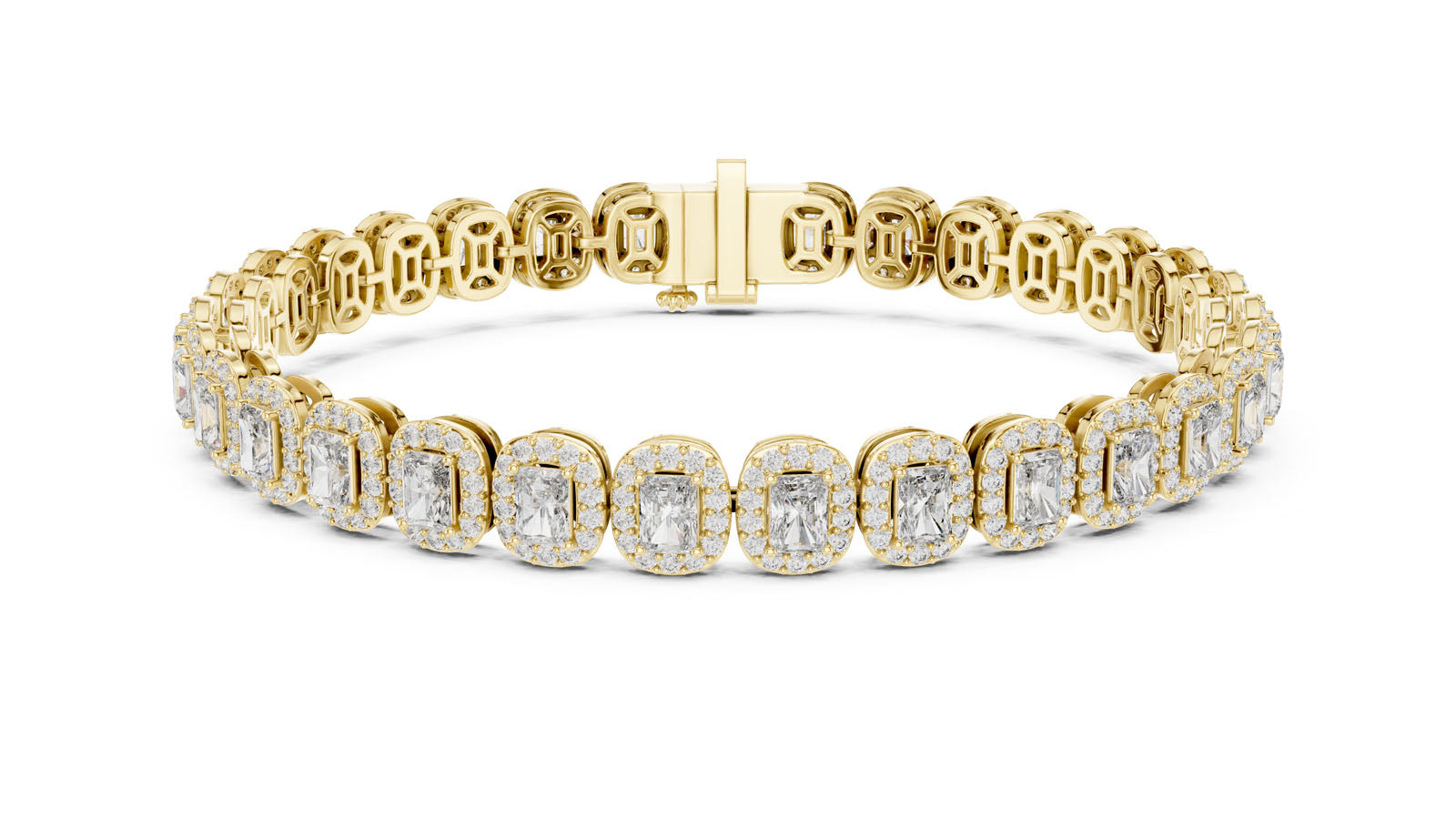 7.04 Ct. Radiant Cut Diamond Halo Bracelet (GLBR-0006) 12