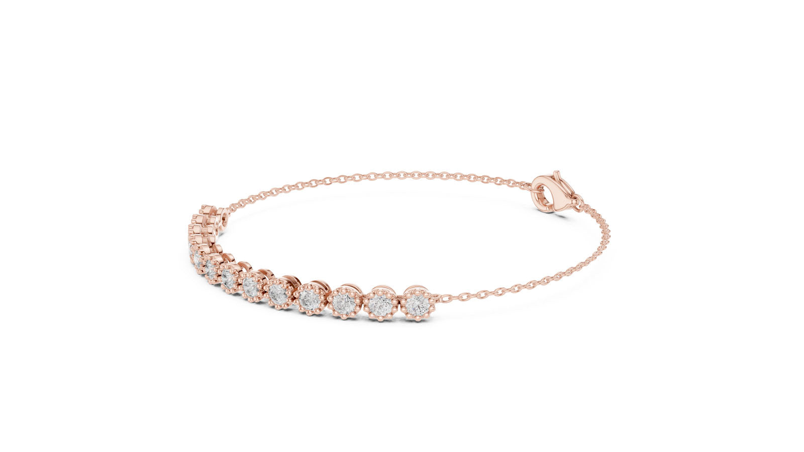 1.43 Ct. Round Diamond Cluster Chain Bracelet (GLBR-0008) 8