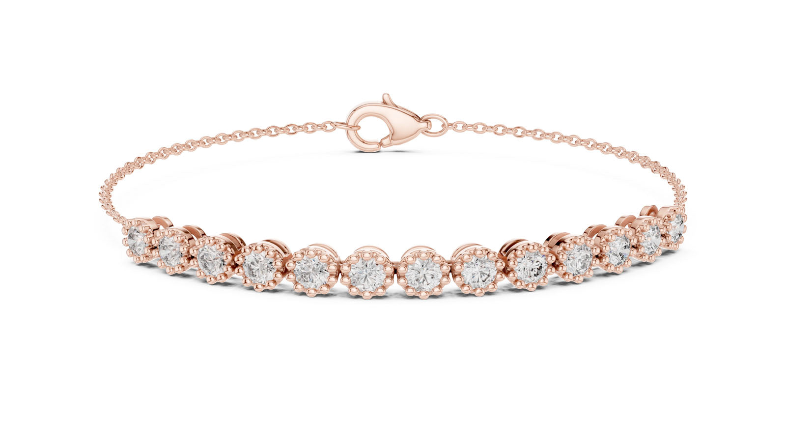 1.43 Ct. Round Diamond Cluster Chain Bracelet (GLBR-0008) 11