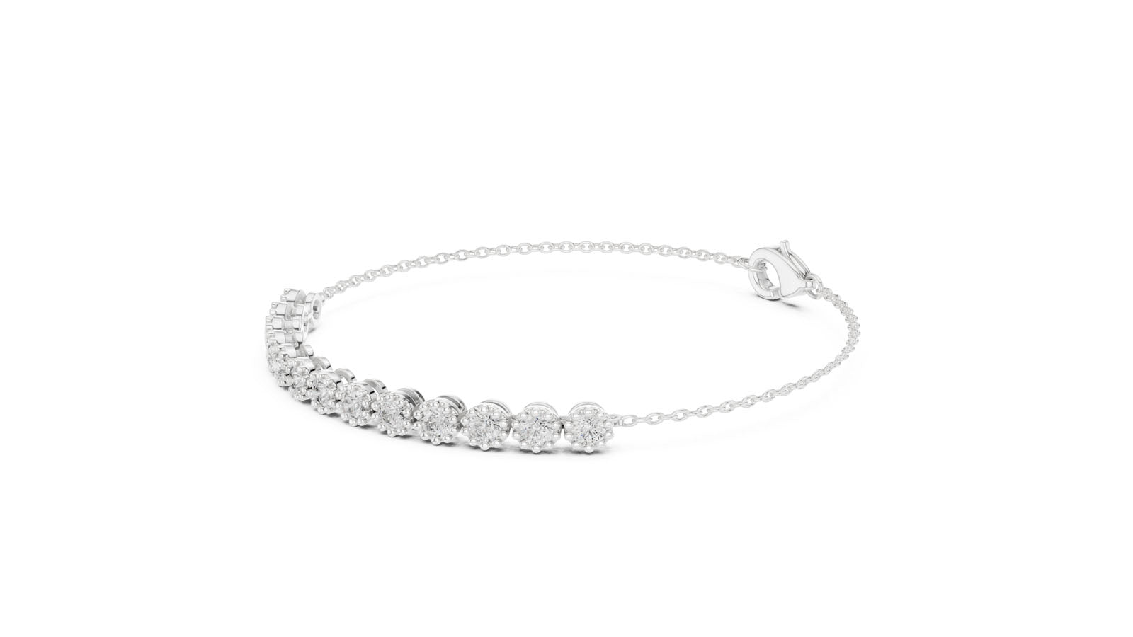 1.43 Ct. Round Diamond Cluster Chain Bracelet (GLBR-0008) 12