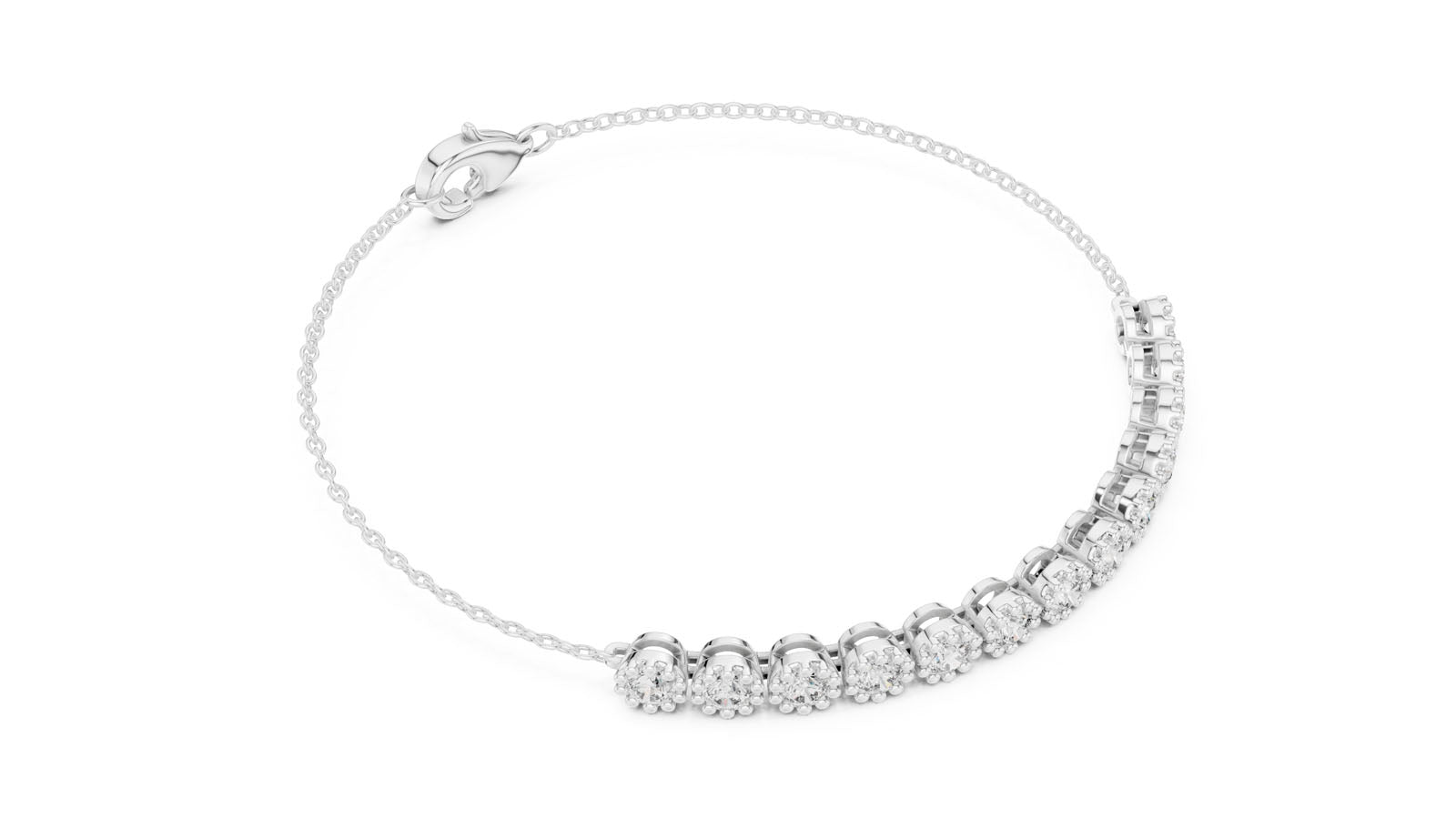 1.43 Ct. Round Diamond Cluster Chain Bracelet (GLBR-0008) 3