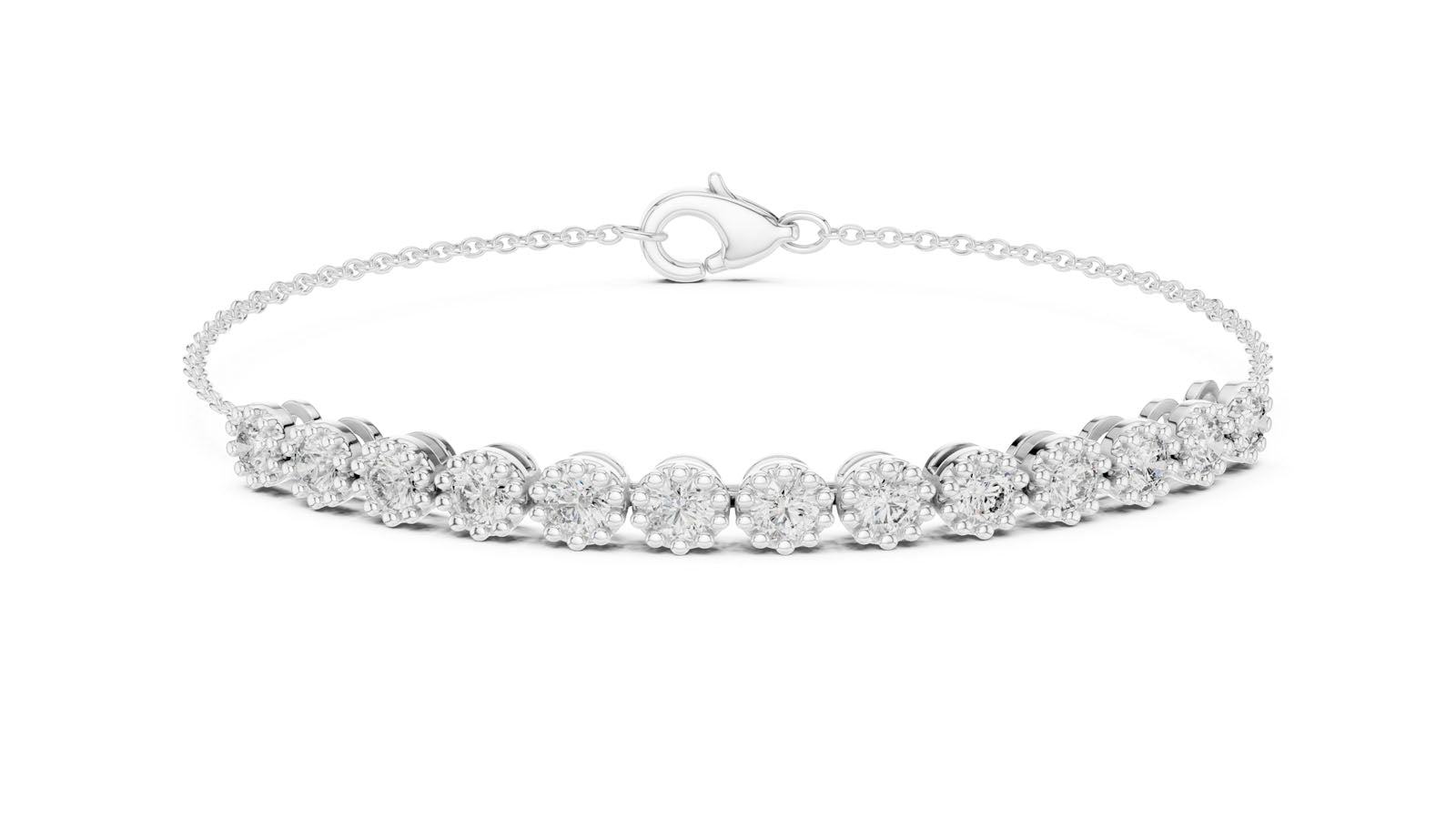 1.43 Ct. Round Diamond Cluster Chain Bracelet (GLBR-0008)