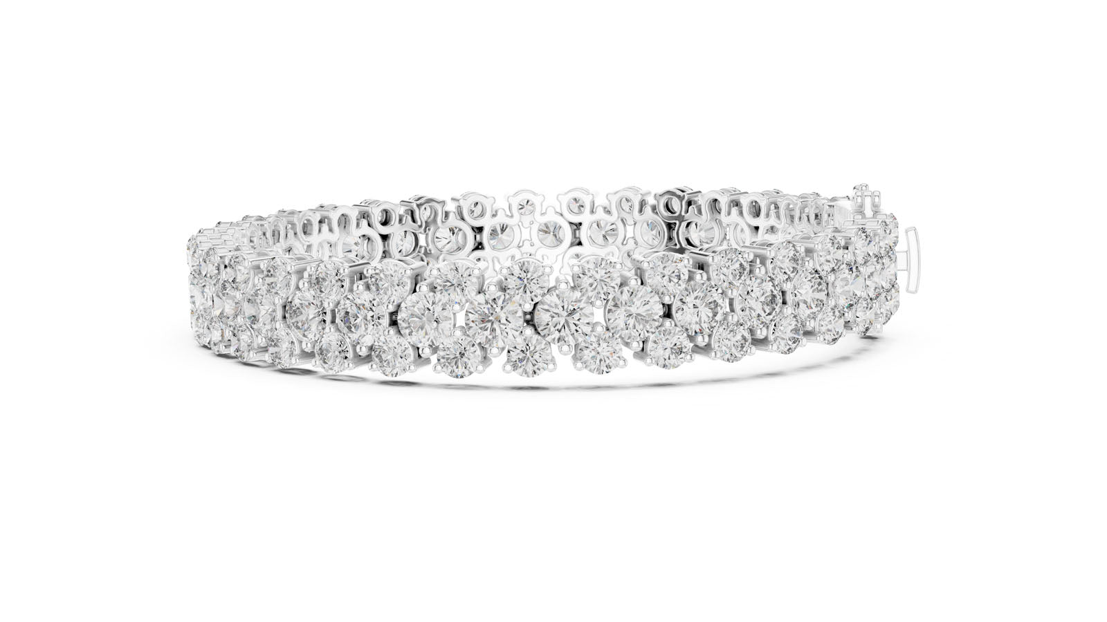 17.38 Ct. Round Diamond Cluster Tennis Bracelet (GLBR-0017) 9