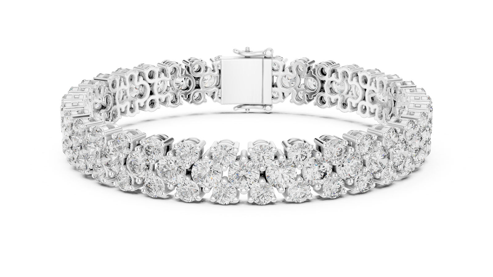 17.38 Ct. Round Diamond Cluster Tennis Bracelet (GLBR-0017)