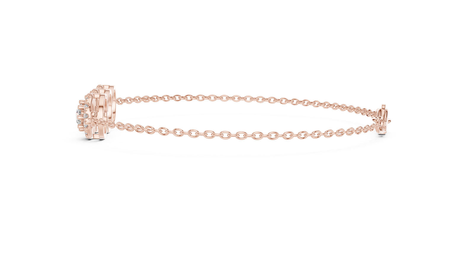 1.29 Ct. Three Stone Round Diamond Halo Bracelet (GLBR-0023) 11