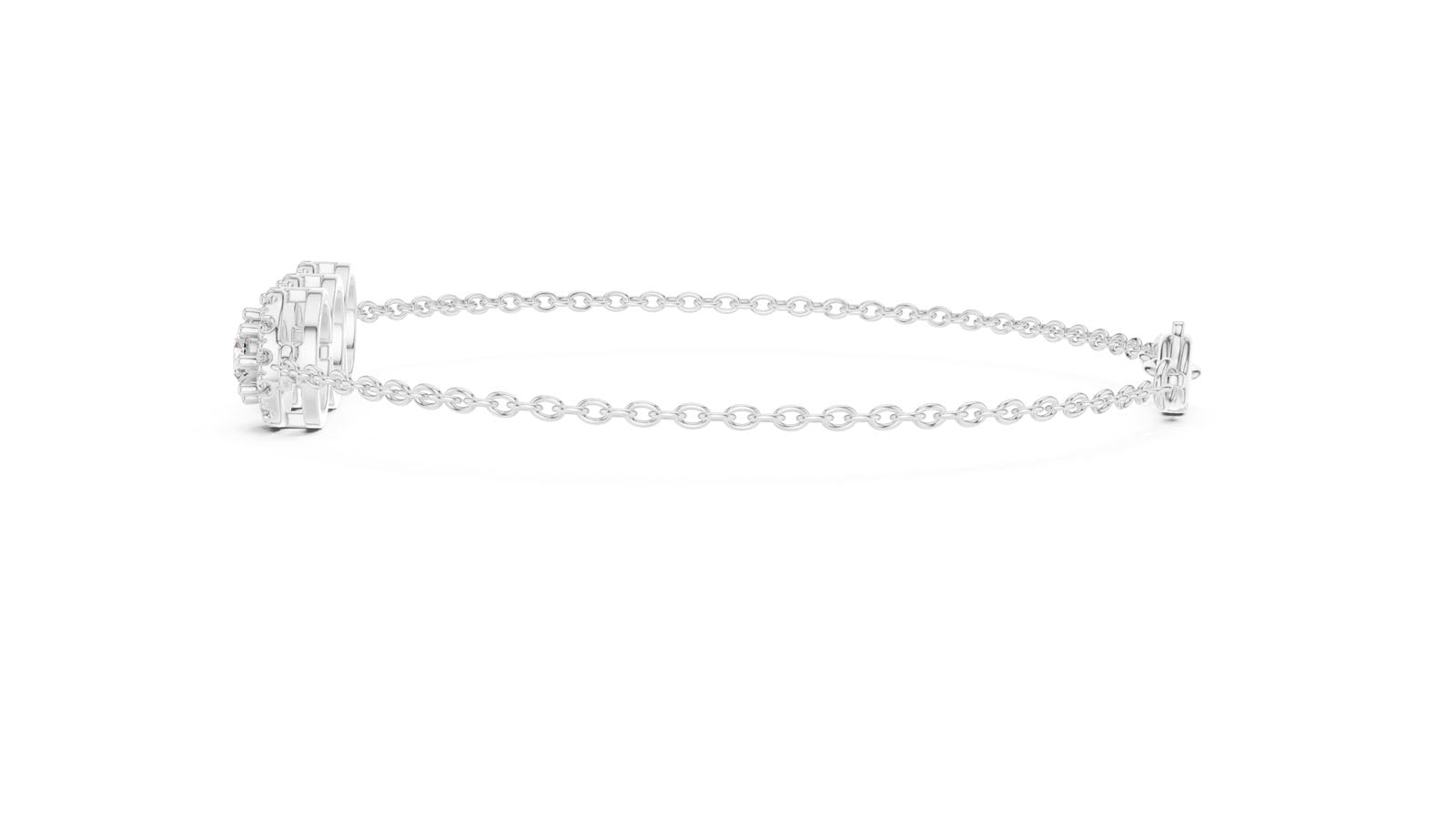 1.29 Ct. Three Stone Round Diamond Halo Bracelet (GLBR-0023) 5
